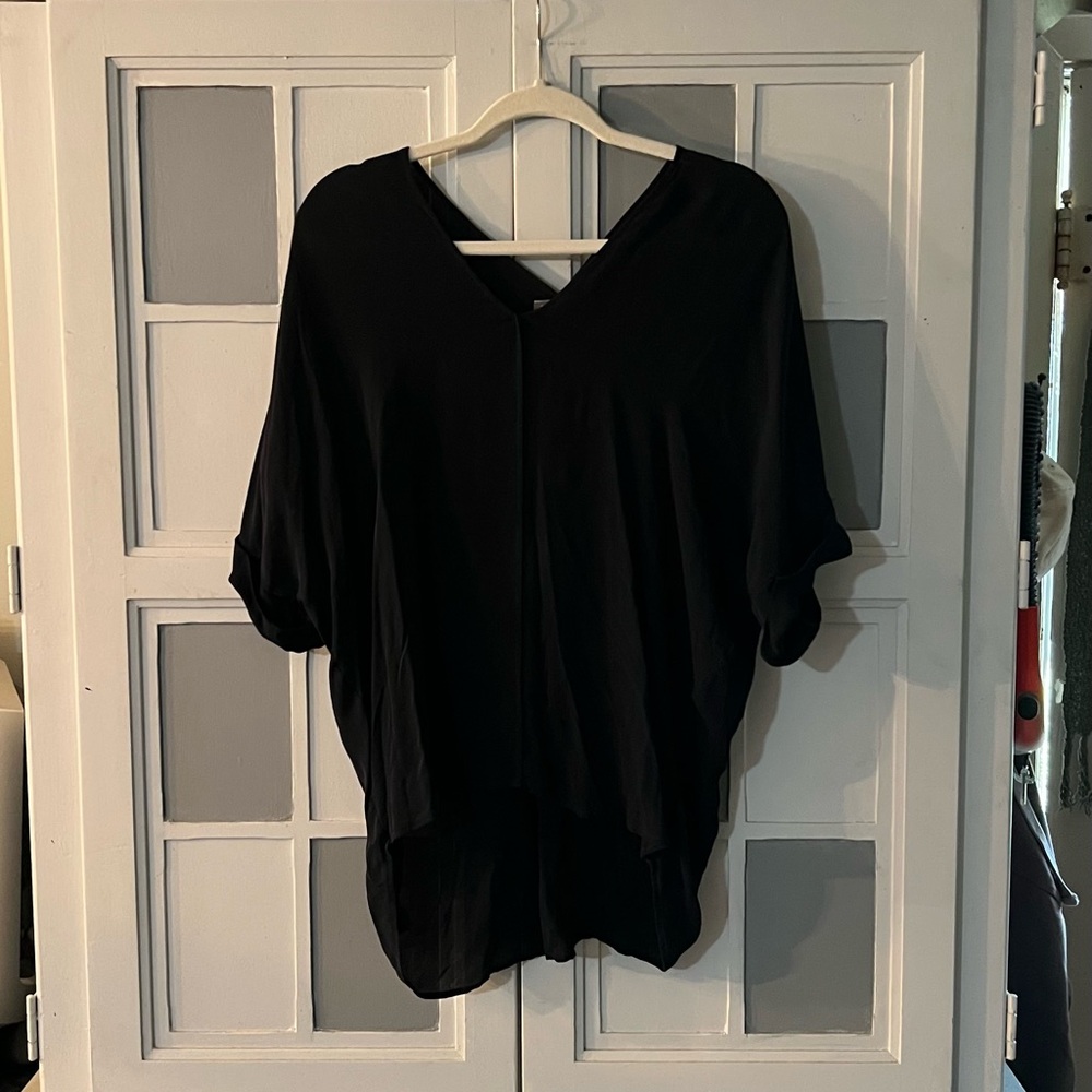 Vince Black Women's Hi-Low Silk Top